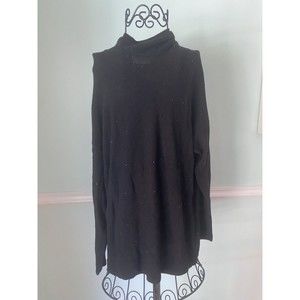 J. Jill‎ Womens Sweater Large Turtle Neck Black Long Sleeve Sparkles Sequins L